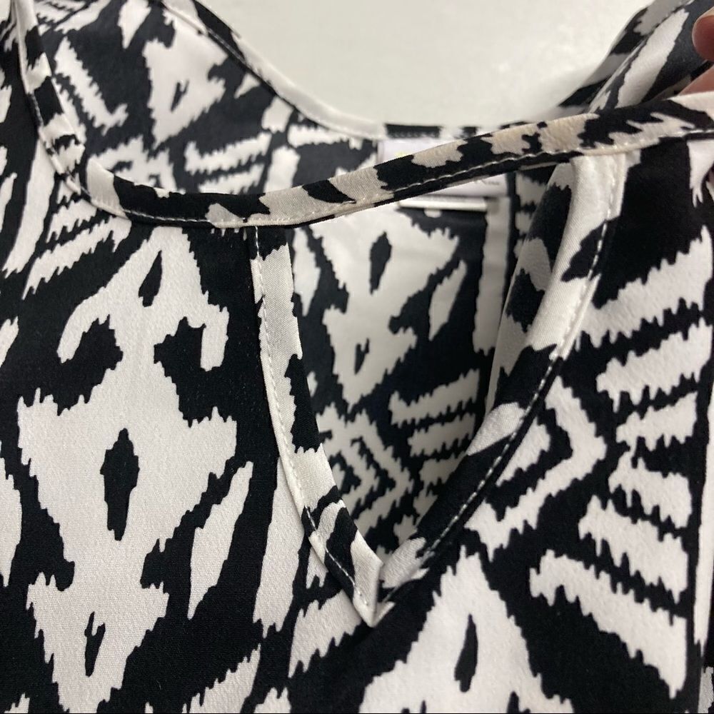 ALL FOR COLOR  Women’s Black & White Geometric Design Fit&Flare Dress Size Small - Picture 3 of 10